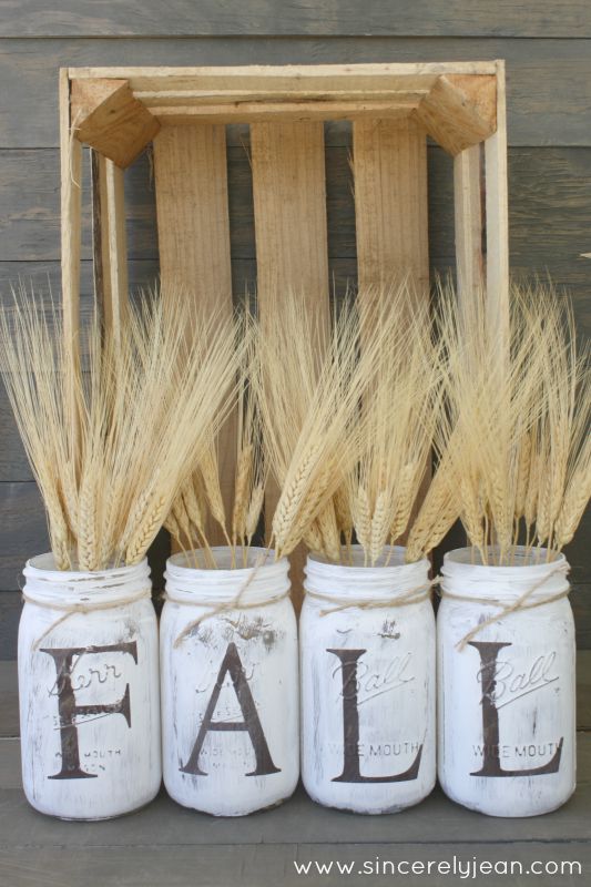 Rustic Fall Mason Jars Centerpiece - Fall Centerpieces