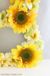 DIY Floral Sunflower Letter - This easy tutorial will show you how to make a beautiful floral letter! | www.sincerelyjean.com