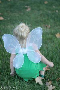 DIY Toddler Tinker Bell Costume and Hair - Simple and cute tutorial on how to make a toddler Tinker Bell costume and tips for doing the hair! | www.sincerelyjean.com