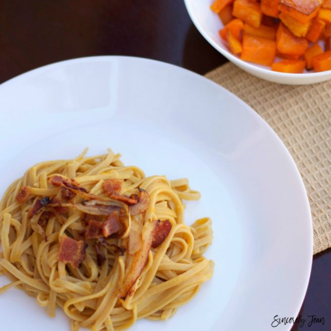 5 ingredient Butternut squash linguine pasta recipe, by SincerelyJean.com