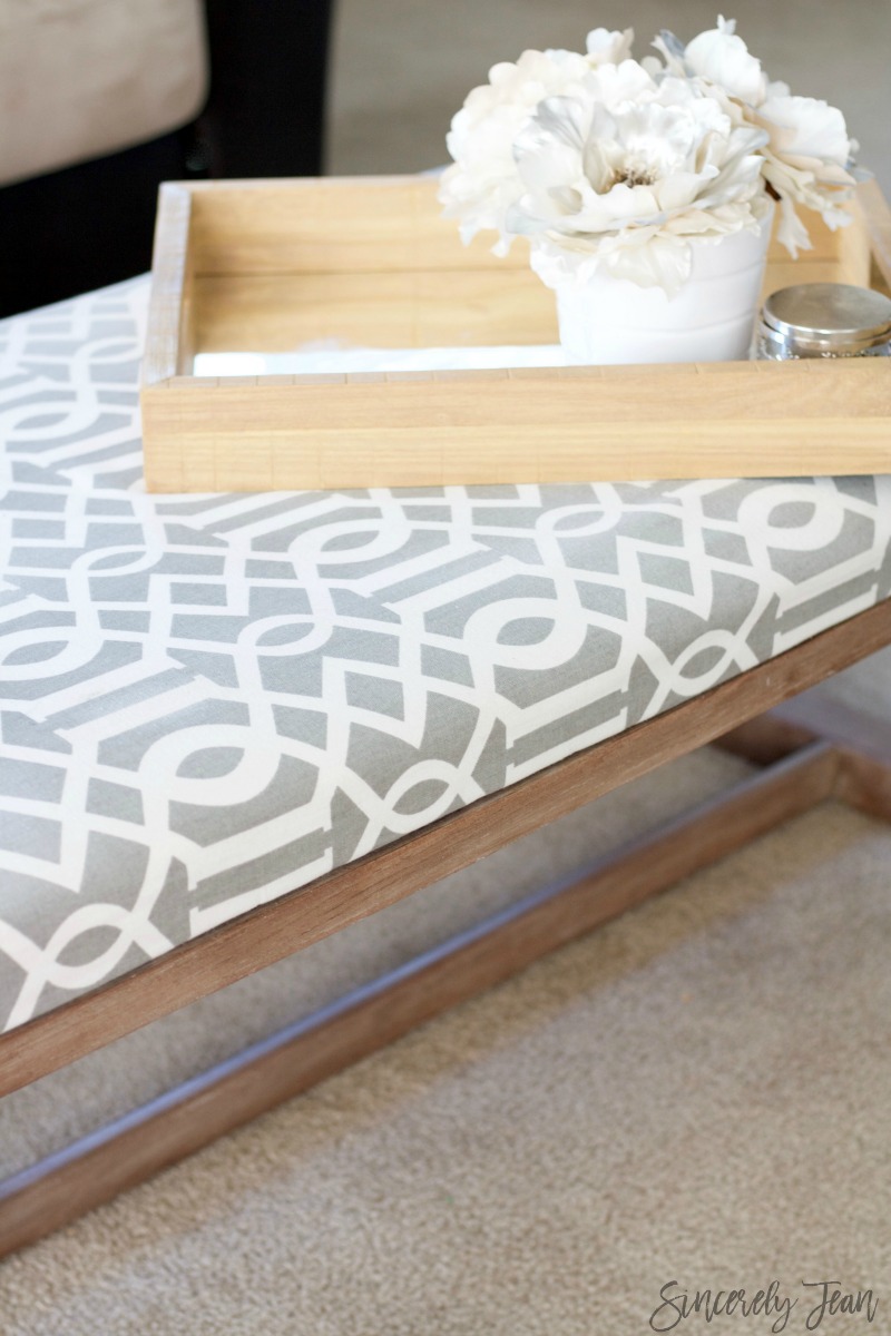 DIY Fabric Covered Coffee Table Makeover - Sincerely Jean