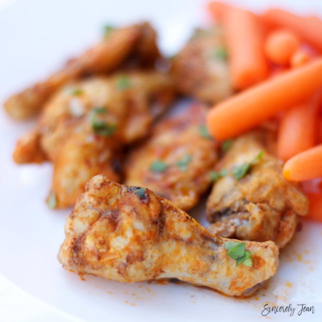 SincerelyJean.com slow cooker hot wings - get more of our simple recipes! Perfect for superbowl / football parties, it is the perfect party food