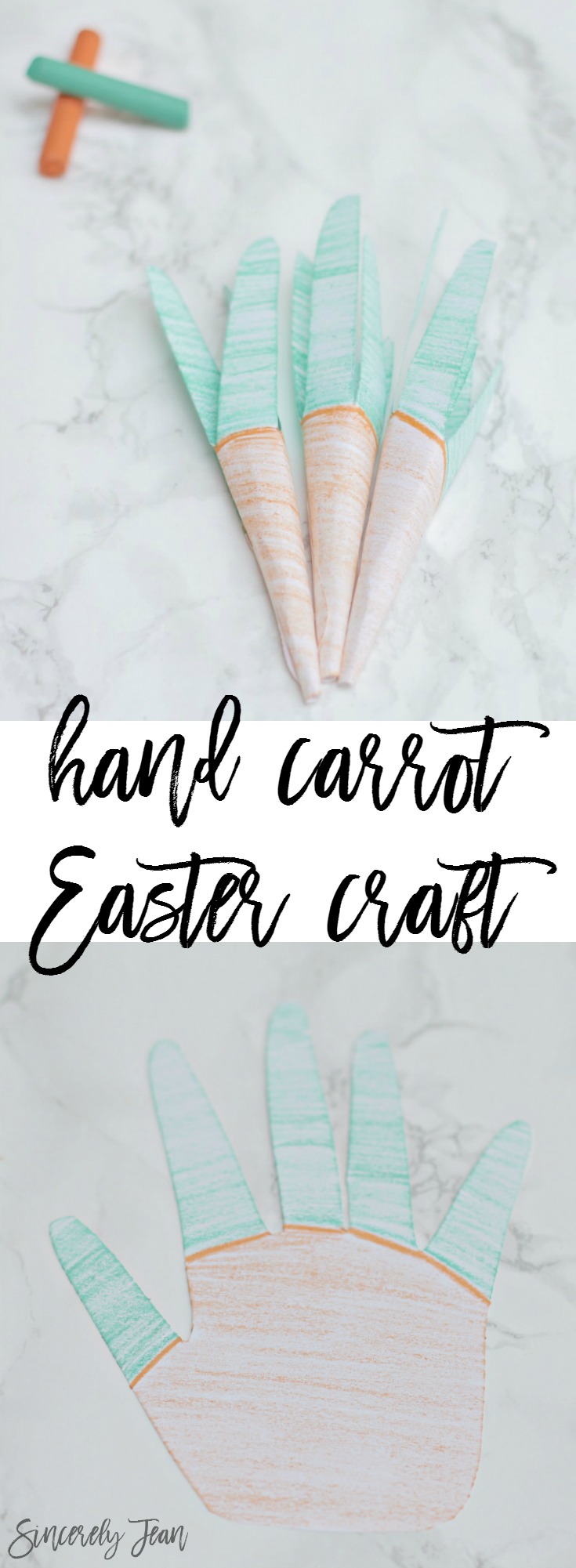 Kids Easter Craft - Hand Carrot - Simple Easter Craft - Kids Craft - Carrot Craft | www.SincerelyJean.com