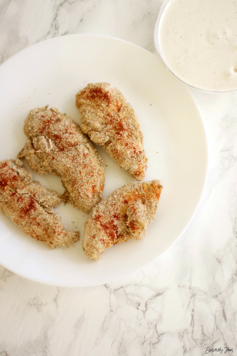 SincerelyJean.com Homemade chicken finger recipe! Only five ingredients