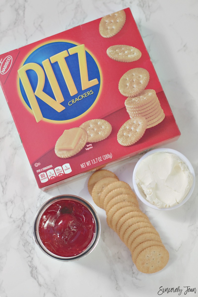 Strawberry and Cream Cheese Ritz Crackers - Cracker Recipe - Cracker Topping - Appetizer | www.SincerelyJean.com