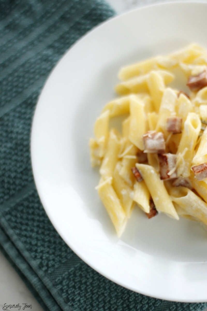 Cream sauce penne with ham - SincerelyJean.com simple recipes