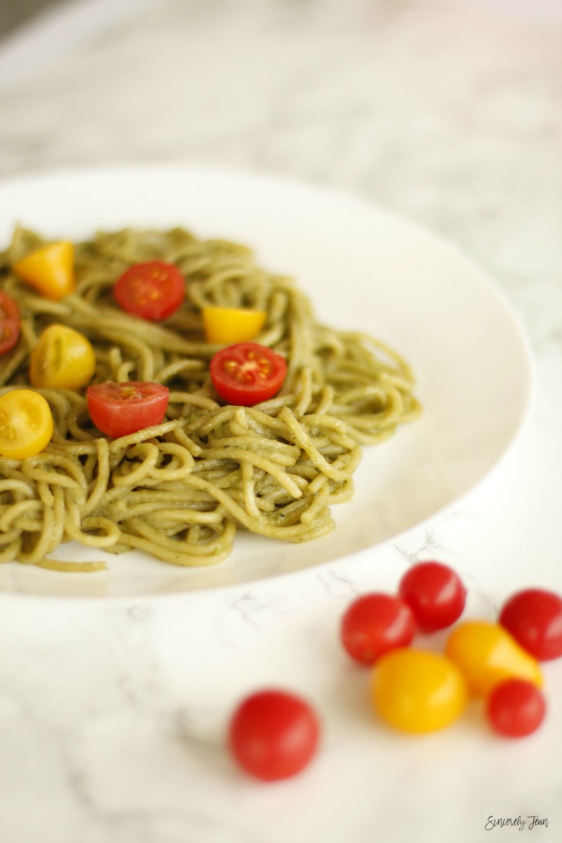 SincerelyJean.com five ingredient healthy recipe - simple avocado pasta