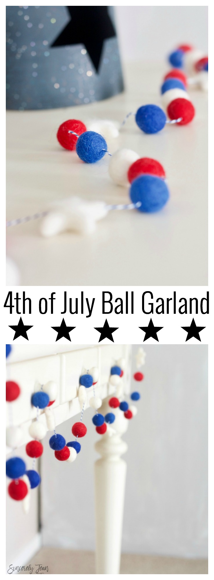 4th of July Ball Garland - craft, patriotic, decor, easy, simple, diy