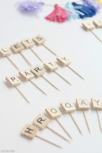 DIY Scrabble Letter Cake Toppers Birthday rustic party cake easy cheap